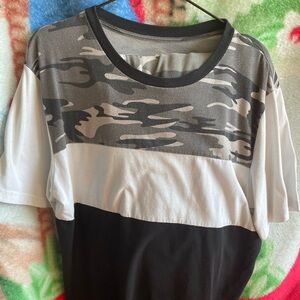 Camouflage and Color Block T-Shirt and pants combo